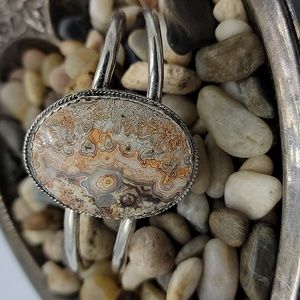 Natural Agate silver cuff bracelet